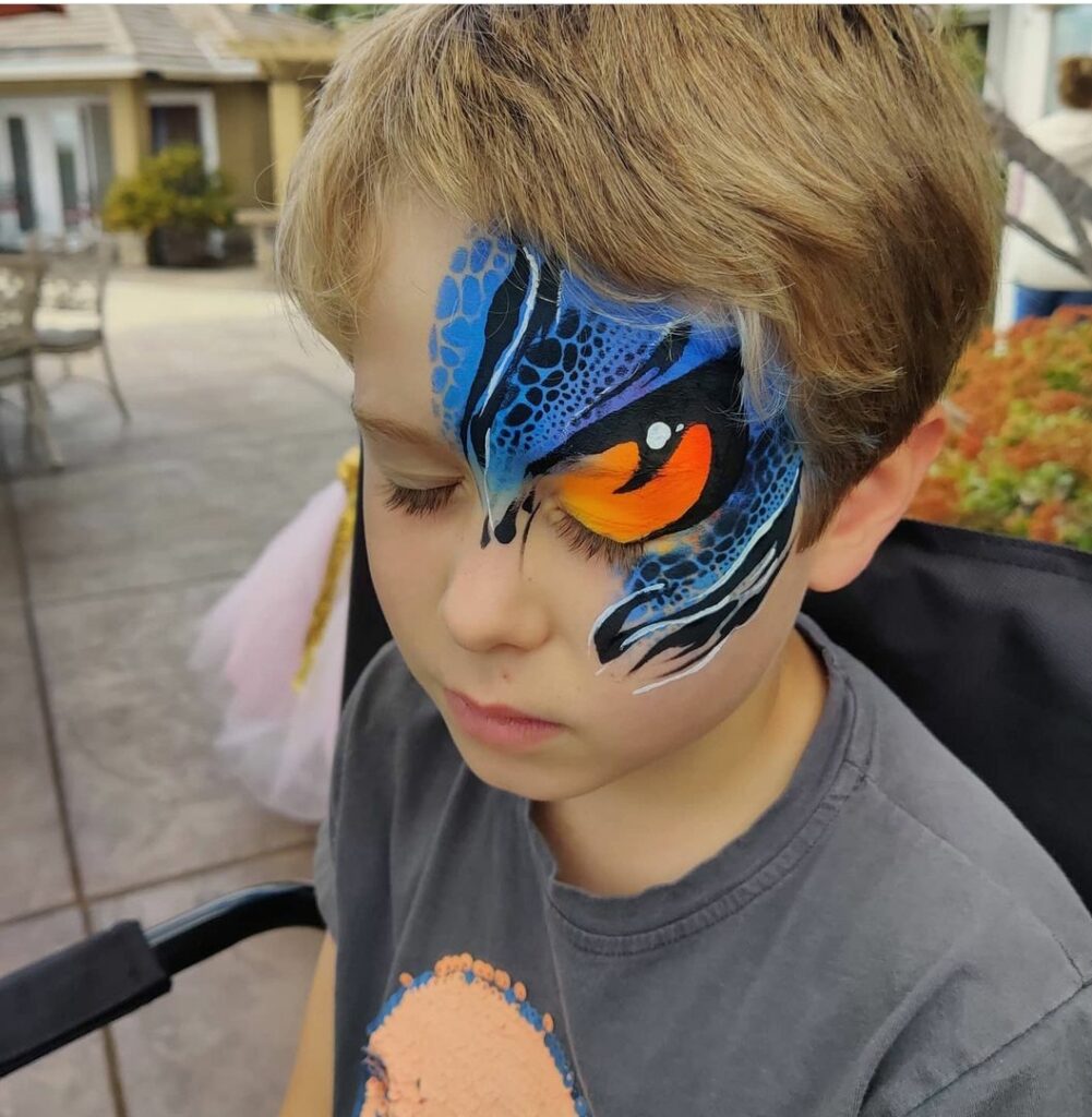 Avatar themed face paint. 